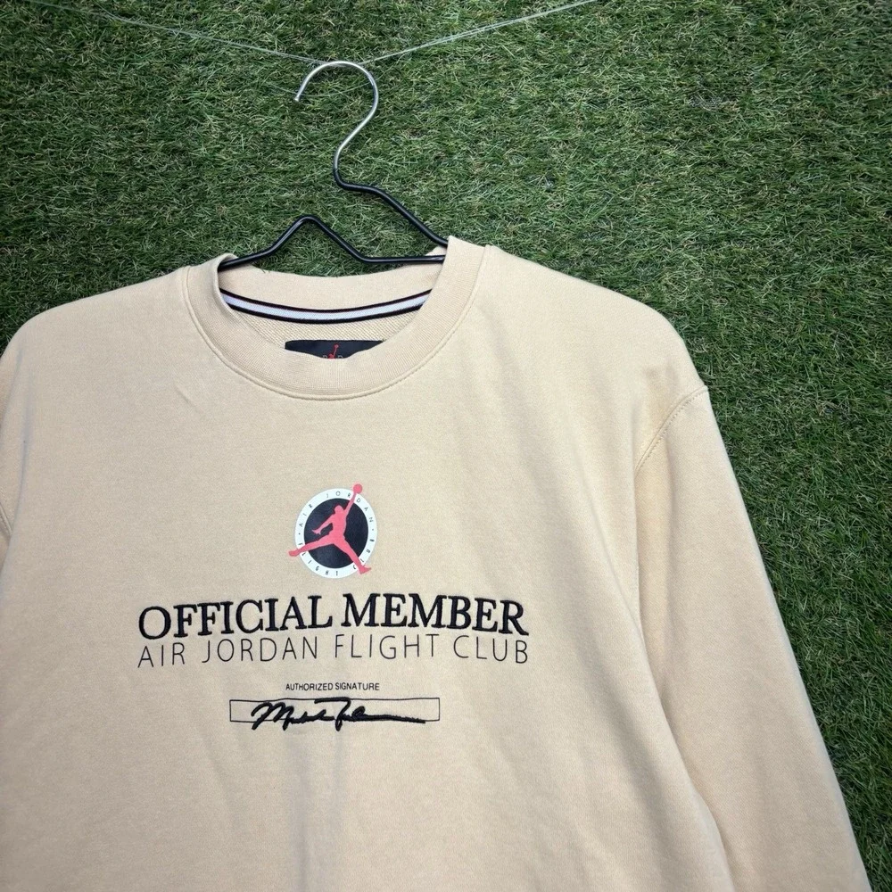 Air Jordan Flight MVP Sweatshirt Mens Small Lightweight Fleece Cream DX9647-100